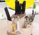 Plastic Cutlery Chopstick Holder Stand and Knife Organizer Drainer Basket Water Draining Tray