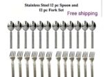 PURE STAINLESS STEEL SPOON AND FORK PACK OF 24 PCS