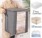 Extra Large Blanket Storage Bags with Reinforced Handles - Pack of 4, Grey - Image 2