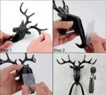 Plastic Deer Head Hanging Hook, Self Adhesive Wall Door Hook Hanger Bag Keys Sticky Holder (Black) - Image 3