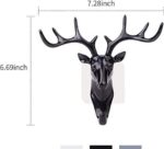 Plastic Deer Head Hanging Hook, Self Adhesive Wall Door Hook Hanger Bag Keys Sticky Holder (Black) - Image 4